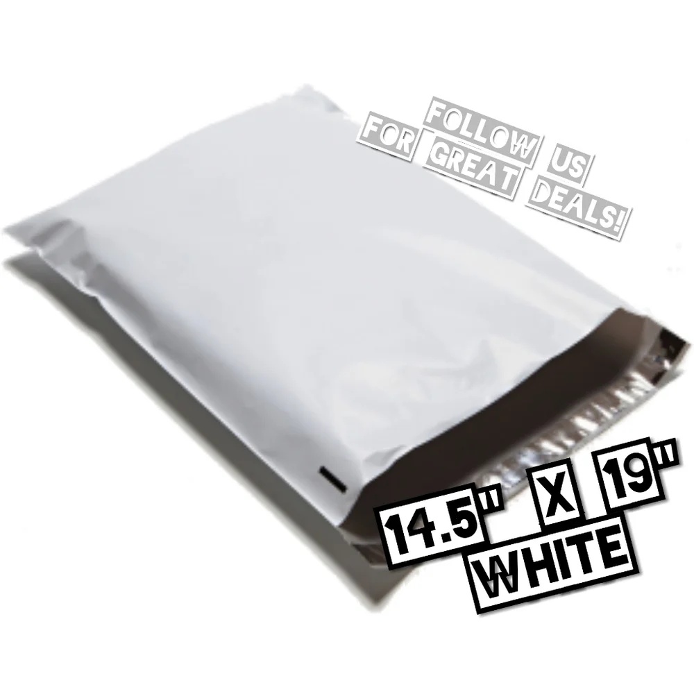 100 White Poly Mailers 14.5x19